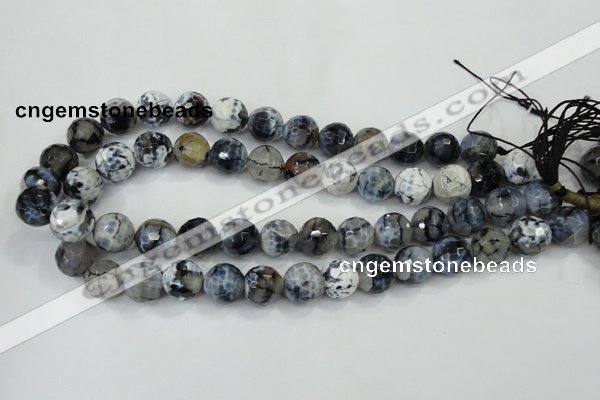 CAA721 15.5 inches 14mm faceted round fire crackle agate beads
