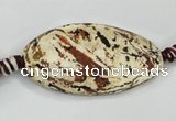 CAA761 15.5 inches 21*40mm twisted oval wooden agate beads