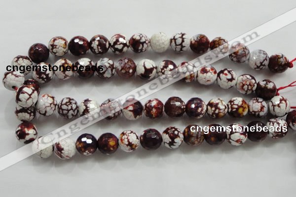 CAA806 15.5 inches 14mm faceted round fire crackle agate beads