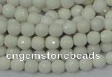 CAA92 15.5 inches 4mm faceted round white agate gemstone beads