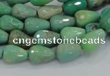 CAB14 15.5 inches 8*12mm faceted teardrop green grass agate beads