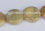 CAB266 15.5 inches 20mm flat round lemon crazy lace agate beads