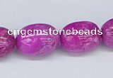 CAB276 15.5 inches 14*18mm egg-shaped fuchsia crazy lace agate beads