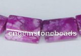 CAB310 15.5 inches 15*20mm rectangle fuchsia crazy lace agate beads