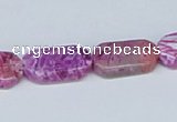 CAB311 10*18mm cutting angle rectangle fuchsia crazy lace agate beads