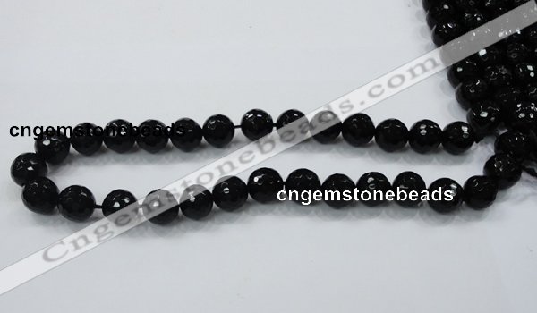 CAB344 15.5 inches 10mm faceted round black agate gemstone beads