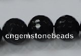 CAB346 15.5 inches 18mm faceted round black agate gemstone beads