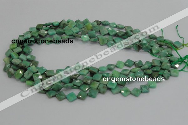CAB35 15.5 inches 8*8mm faceted diamond green grass agate beads