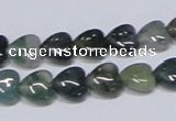 CAB405 15.5 inches 10*10mm heart moss agate gemstone beads wholesale