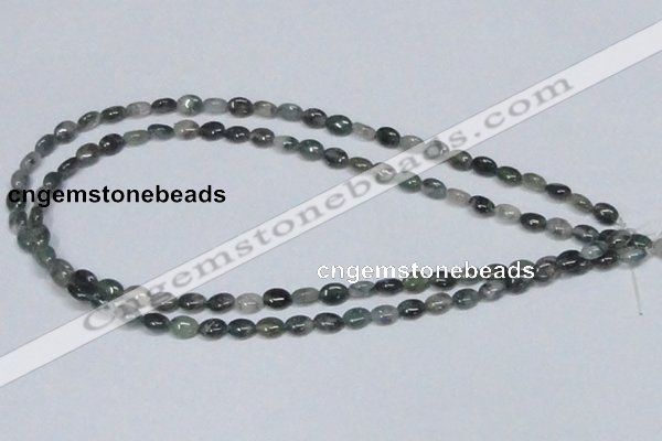 CAB408 15.5 inches 6*8mm oval moss agate gemstone beads wholesale