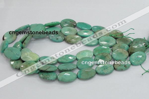 CAB41 15.5 inches 18*25mm faceted oval green grass agate beads