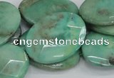CAB42 15.5 inches 22*30mm faceted oval green grass agate beads