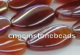 CAB532 15.5 inches 15*30mm twisted oval AB-color red agate beads