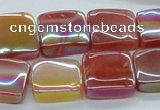 CAB539 15.5 inches 15*15mm square AB-color red agate beads wholesale