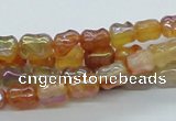 CAB547 15.5 inches 6*10mm bamboo-joint AB-color red agate beads