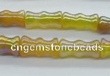 CAB548 15.5 inches 10*20mm bamboo-joint AB-color red agate beads
