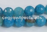 CAB655 15.5 inches 12mm faceted round fire crackle agate beads