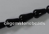 CAB736 15.5 inches 8*14mm teardrop black agate gemstone beads