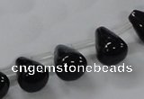 CAB754 15.5 inches 8*10mm top-drilled teardrop black agate beads