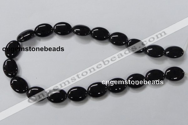 CAB761 15.5 inches 15*20mm oval black agate gemstone beads wholesale