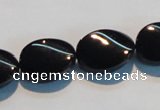 CAB814 15.5 inches 13*18mm twisted oval black agate gemstone beads