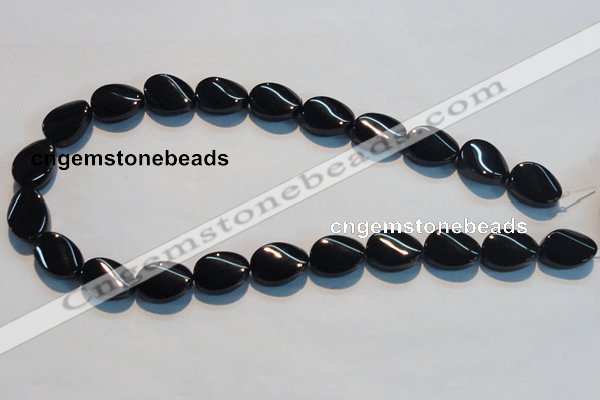 CAB814 15.5 inches 13*18mm twisted oval black agate gemstone beads