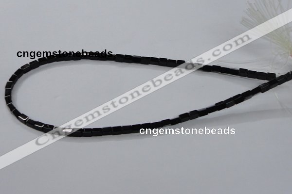 CAB838 15.5 inches 4*6mm cuboid black agate gemstone beads wholesale
