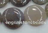 CAB956 15.5 inches 25mm flat round ocean agate gemstone beads