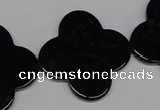 CAB991 15.5 inches 30*30mm flower black agate gemstone beads wholesale