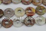 CAG1116 15.5 inches 12mm donut bamboo leaf agate beads wholesale