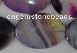 CAG1192 15.5 inches 25*35mm faceted oval line agate gemstone beads
