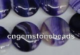 CAG1220 15.5 inches 20mm flat round line agate gemstone beads