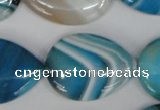 CAG1296 15.5 inches 22*30mm flat teardrop line agate gemstone beads
