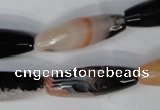CAG1360 15.5 inches 10*30mm faceted rice line agate gemstone beads