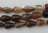 CAG1445 15.5 inches 8*12mm teardrop dragon veins agate beads