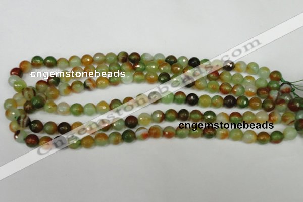 CAG1513 15.5 inches 8mm faceted round fire crackle agate beads