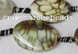 CAG1577 15.5 inches 20*30mm twisted oval fire crackle agate beads