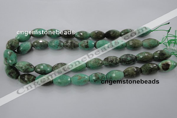 CAG1607 15.5 inches 13*20mm faceted rice green grass agate beads