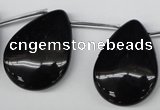 CAG1632 Top-drilled 25*32mm flat teardrop black agate gemstone beads