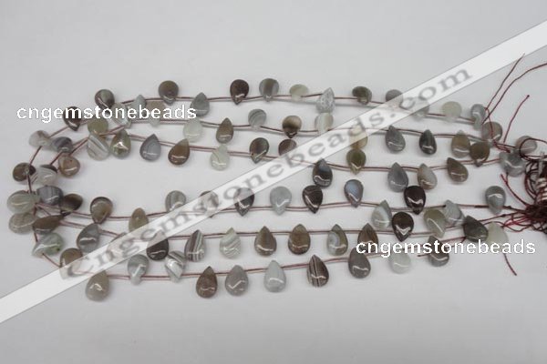 CAG1768 Top-drilled 8*12mm flat teardrop Chinese botswana agate beads