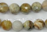 CAG1834 15.5 inches 12mm faceted round bamboo leaf agate beads