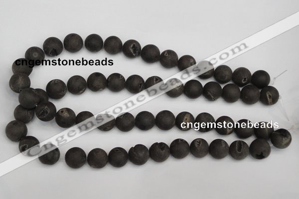 CAG1848 15.5 inches 14mm round matte druzy agate beads whholesale