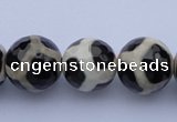 CAG1872 15.5 inches 10mm faceted round tibetan agate beads wholesale