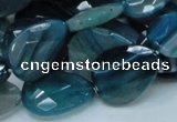 CAG223 15.5 inches 15*20mm faceted briolette blue agate beads