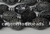 CAG2294 15.5 inches 12*16mm faceted rice fire crackle agate beads