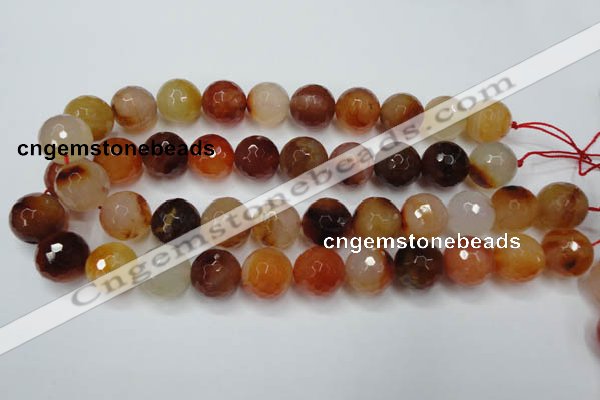 CAG2387 15.5 inches 18mm faceted round red agate beads wholesale