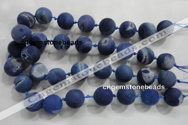 CAG2806 15.5 inches 18mm round matte druzy agate beads whholesale