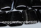 CAG2947 15.5 inches 20*20mm square black line agate beads