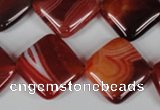 CAG3235 15.5 inches 18*18mm diamond red line agate beads