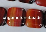 CAG3250 15.5 inches 22*22mm square red line agate beads